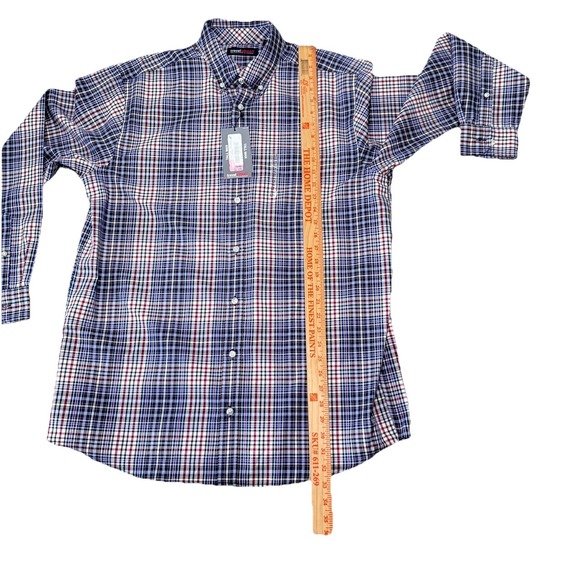 ROUNDTREE & YORKE Men Plaid travelSMART LT LG-Tall Shirt Red Blue  NWT $69 - Picture 7 of 9